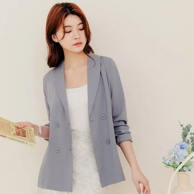 Work Basic Solid Plain Lightweight Blazer Jacket