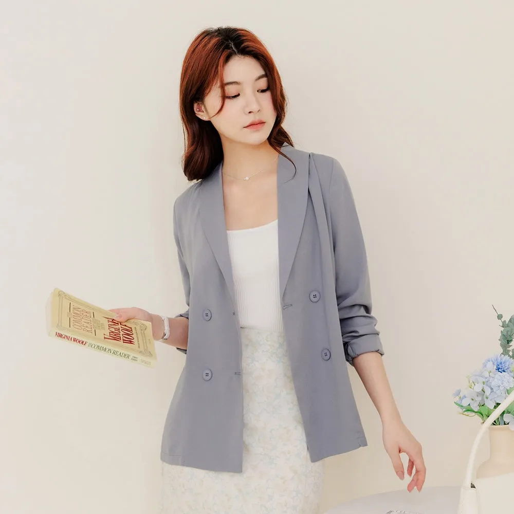 Work Basic Solid Plain Lightweight Blazer Jacket