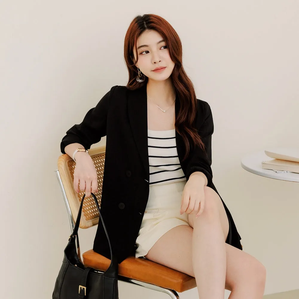 Work Basic Solid Plain Lightweight Blazer Jacket