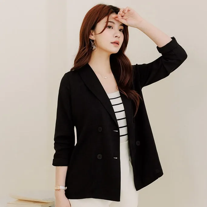 Work Basic Solid Plain Lightweight Blazer Jacket