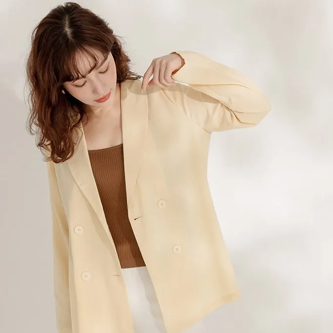 Work Basic Solid Plain Lightweight Blazer Jacket