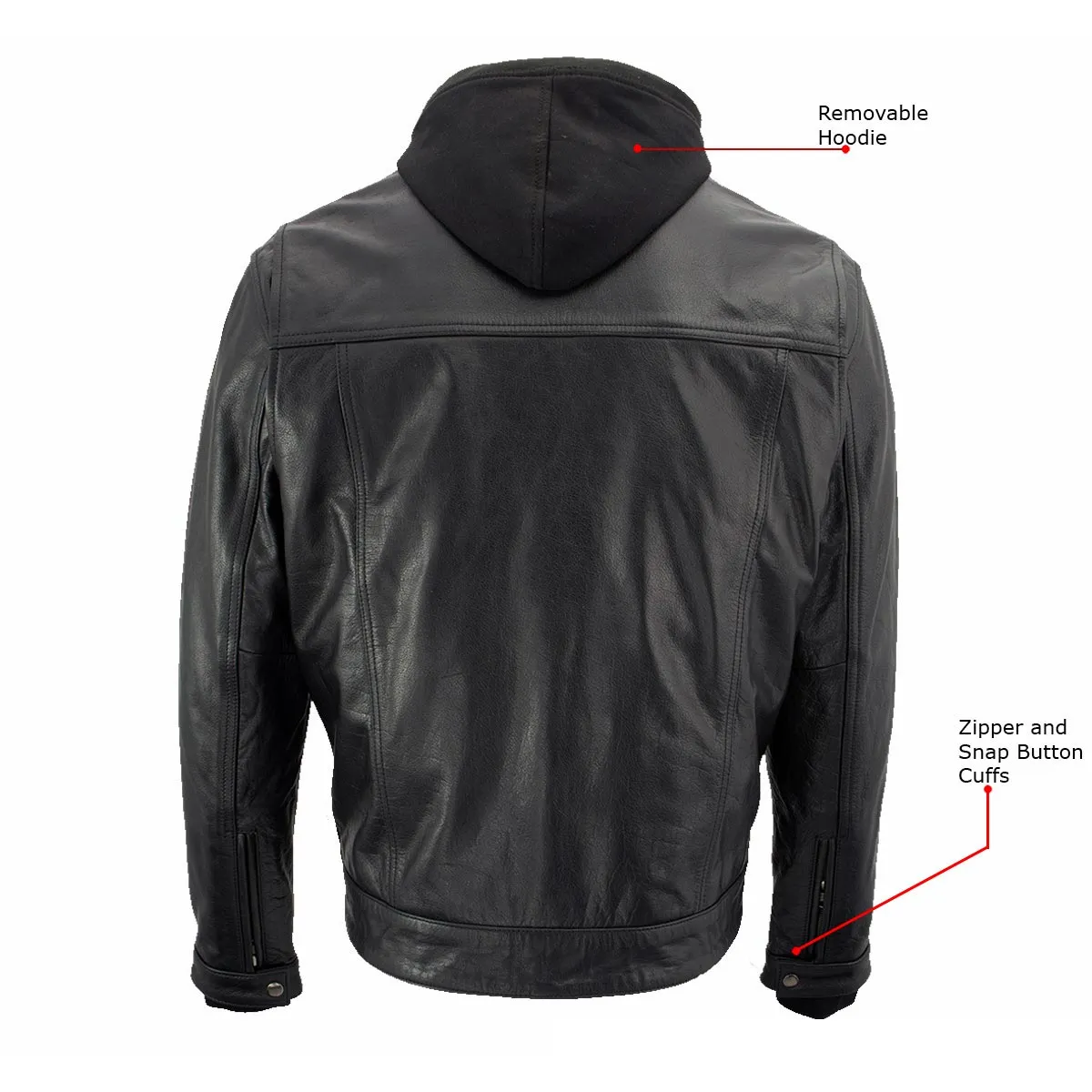 Xelement XS1025 Men’s 'Cross Rake' Black Snap Front Leather Shirt