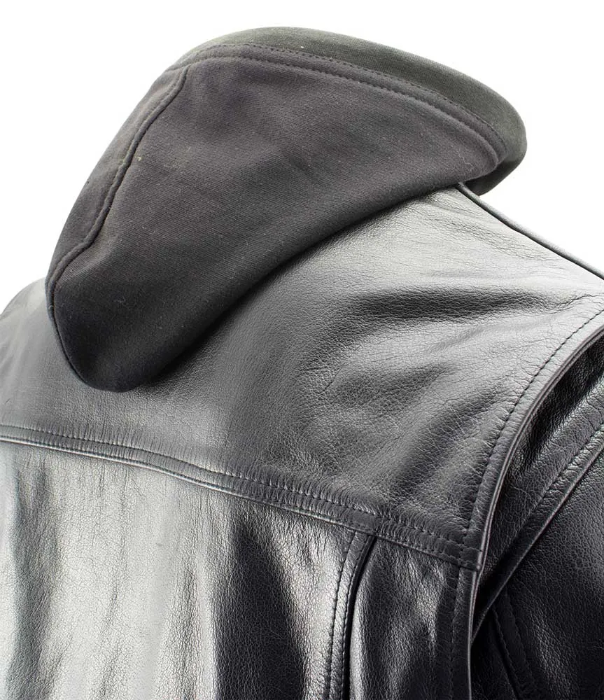 Xelement XS1025 Men’s 'Cross Rake' Black Snap Front Leather Shirt