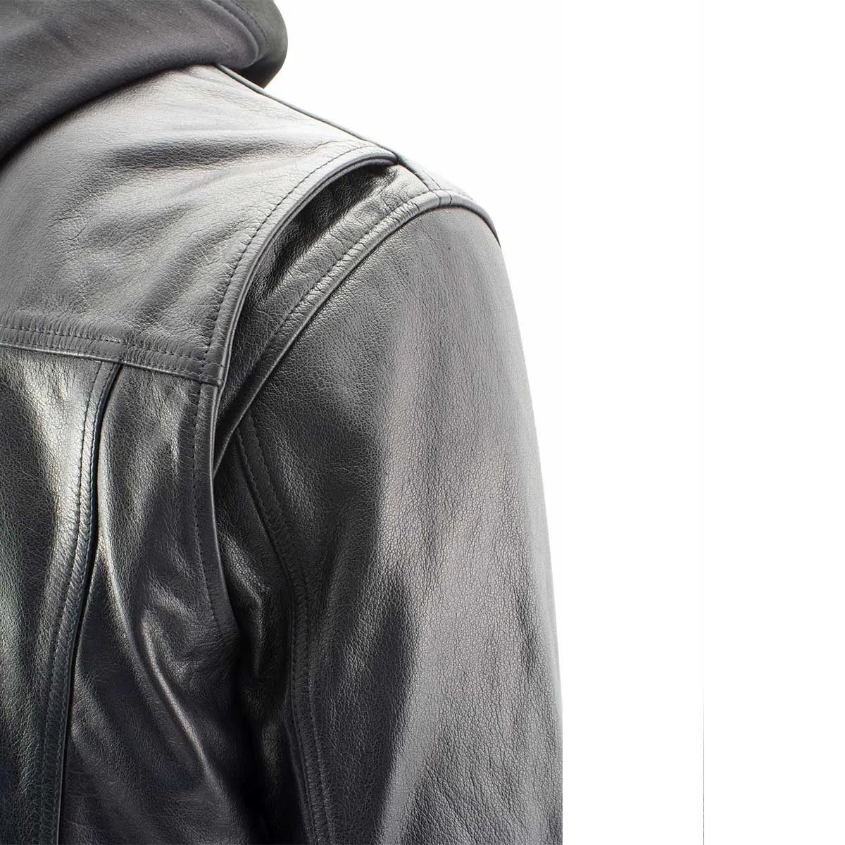 Xelement XS1025 Men’s 'Cross Rake' Black Snap Front Leather Shirt